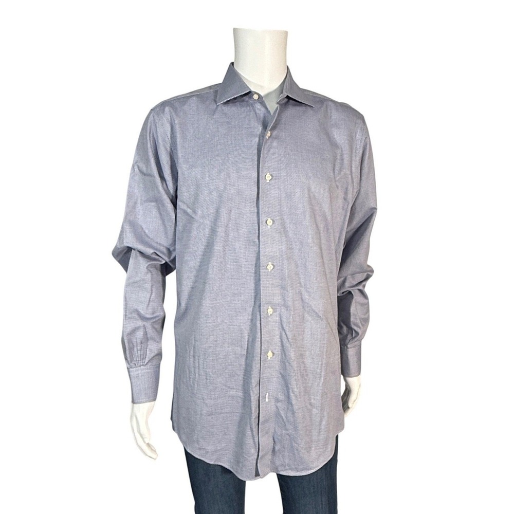 Brooks Brothers Dress Shirt Mens 16.5 36/37 Blue Excellent Regent Non-Iron Check